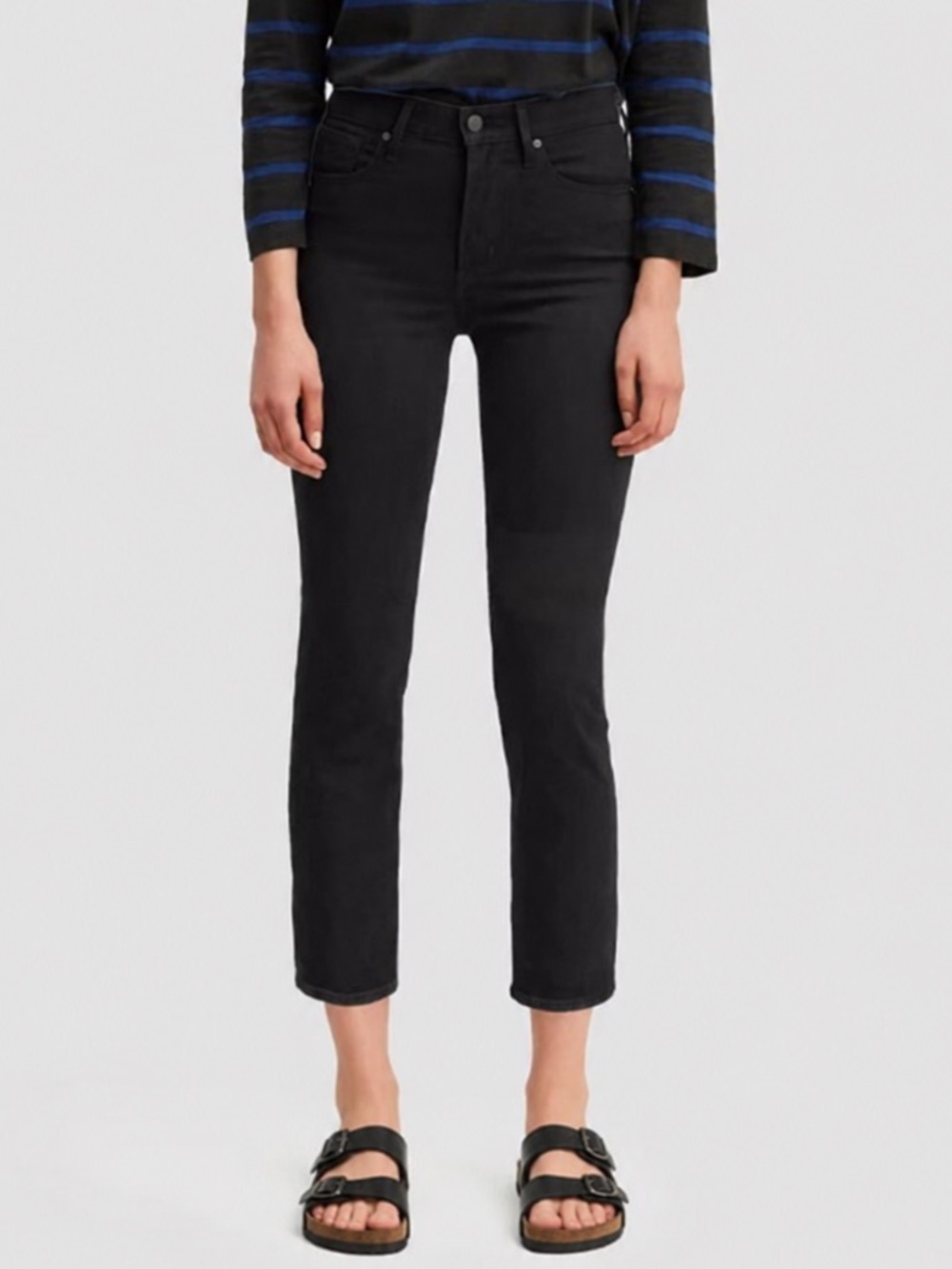 Levi’s 724 High Rise Straight Cropped Black Jeans Women 28